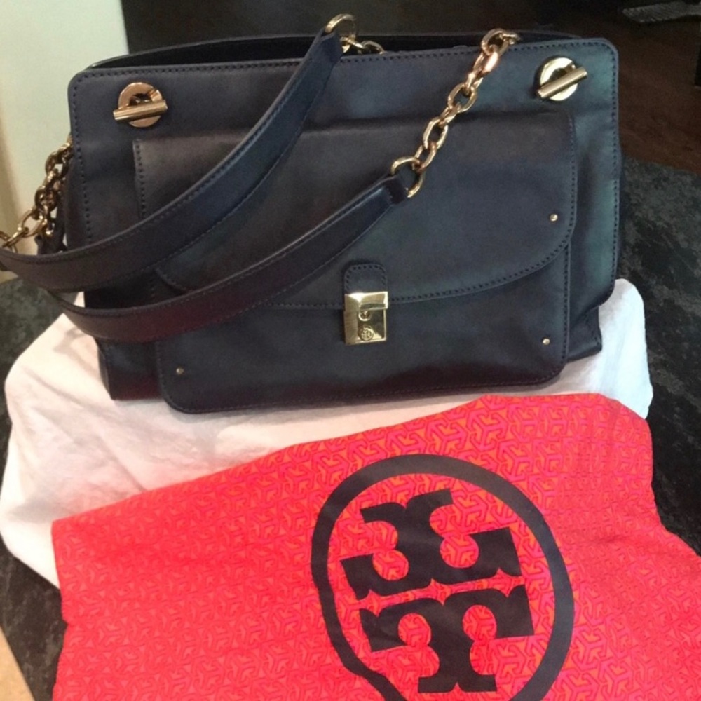 Tory Burch Navy double handle satchel
